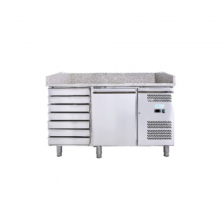 Mese pizza - Masa frigorifica pizza cu 1 usa si 7 sertare, racire ventilata, -2+8°C, 390 litri, FORCOLD