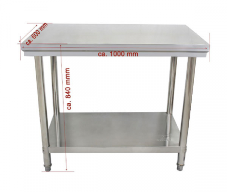 Masa inox 600 mm cu polita demontabila - 1000x600x840h mm BA100 [1]