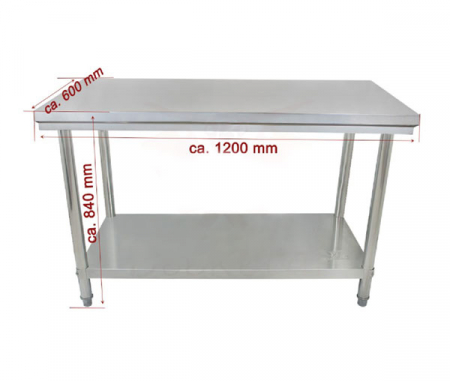 Masa inox 600 mm cu polita demontabila - 1200x600x840h mm BA120 [1]