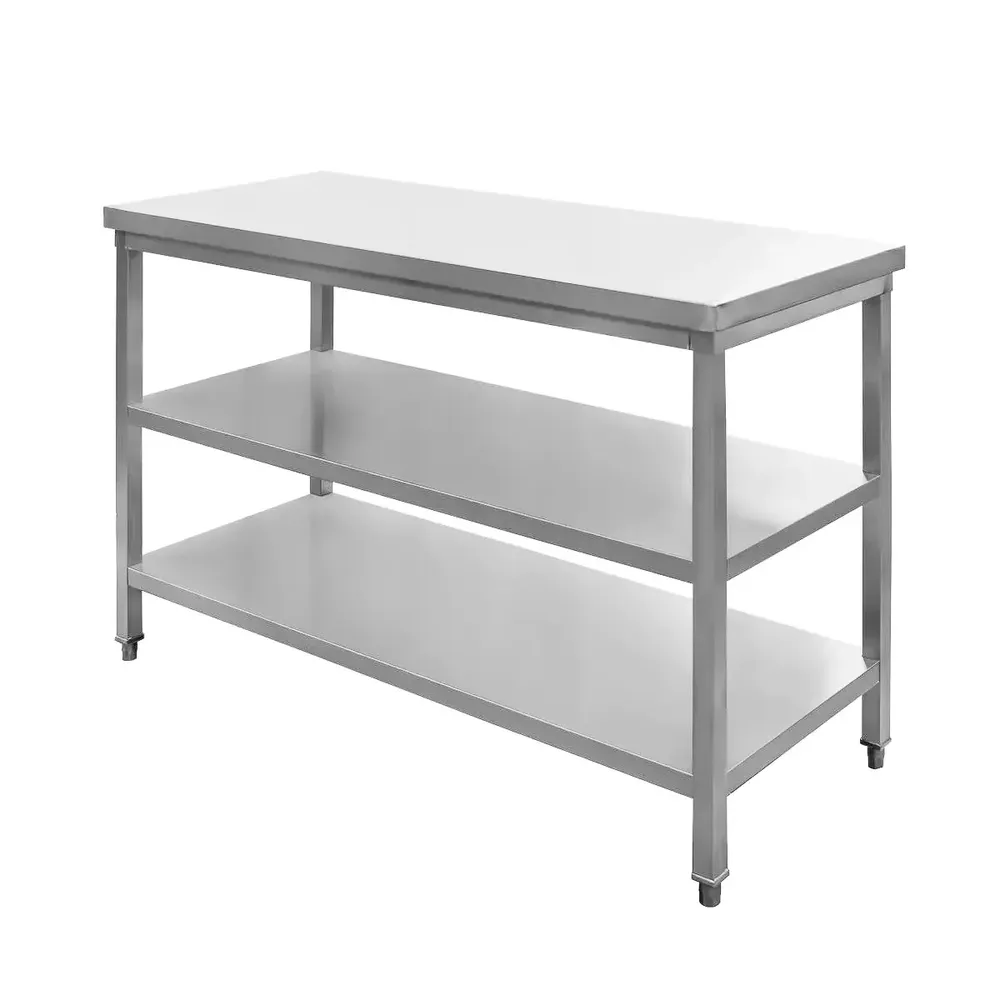 Mese de lucru inox cu 2 polite - Masa inox centrala cu 2 rafturi 120x60x85cm