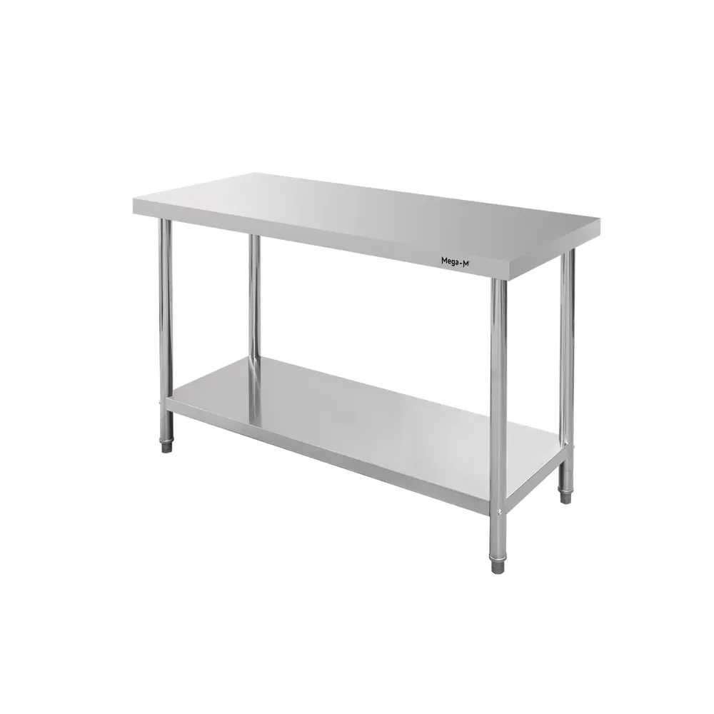 Mobilier inox - Masa inox centrala cu raft 120x70x85cm