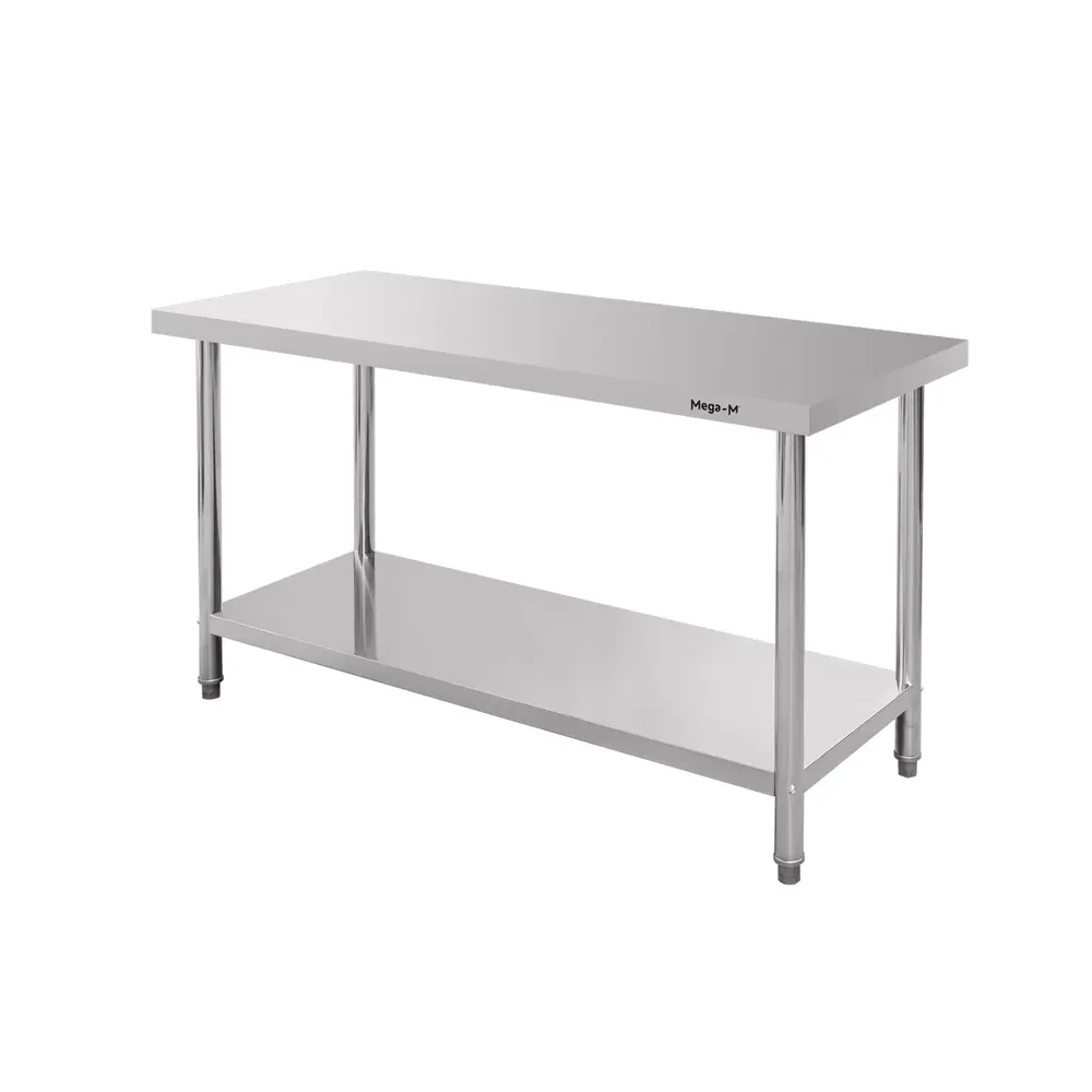 Mobilier inox - Masa inox centrala cu raft 150x70x85cm