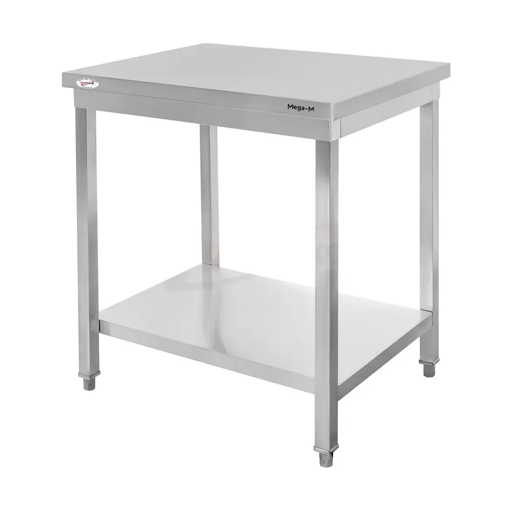 Mobilier inox - Masa inox centrala cu raft 60x60x85cm