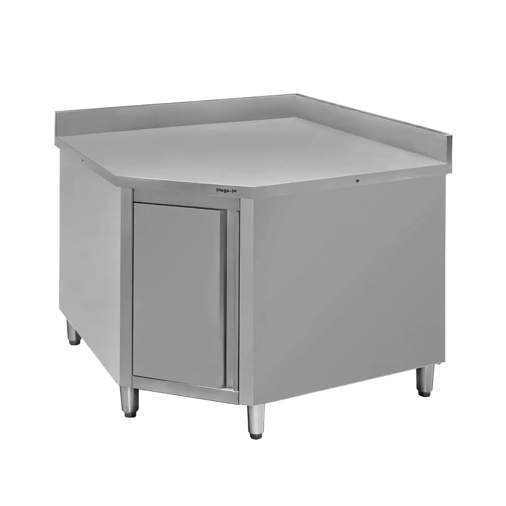 Mese de inox pe colt - Masa inox colt cu dulap 100x70x85cm