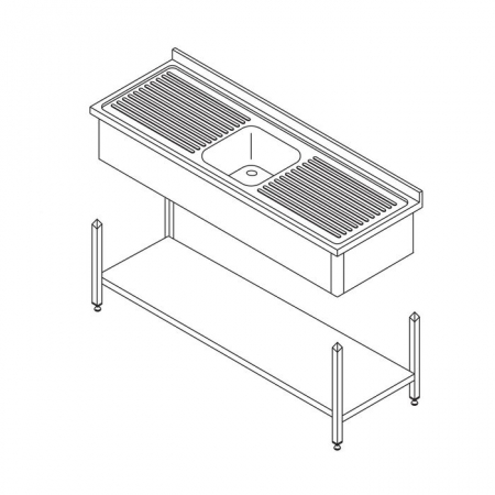 Spalare vesela si Igiena - Masa inox pentru masina de spalat vase 120x60 cm cu chiuveta si polita depozitare