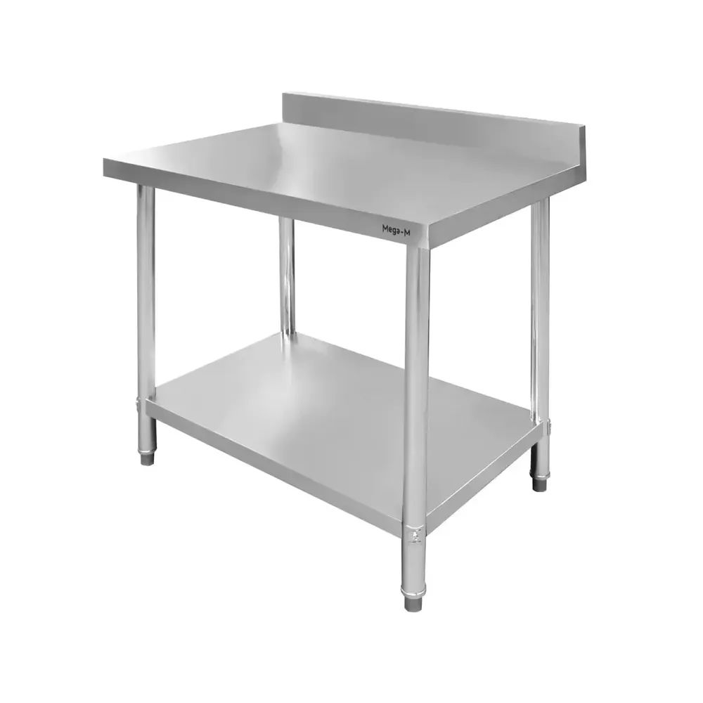 Mobilier inox - Masa inox perete cu raft 100x60x85cm
