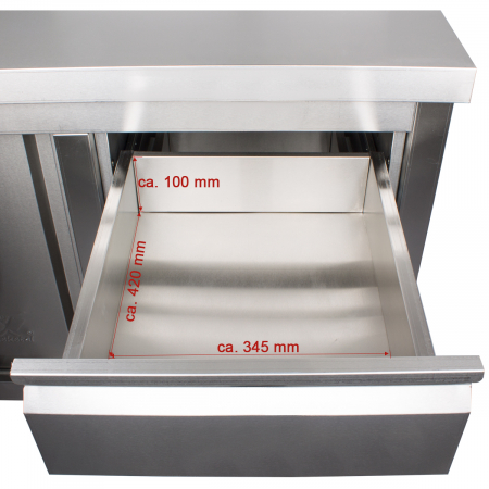 Masa inox tip dulap cu sertare pe dreapta si usi glisante 600 mm - 1400x600x950 mm BAS140-60R [5]