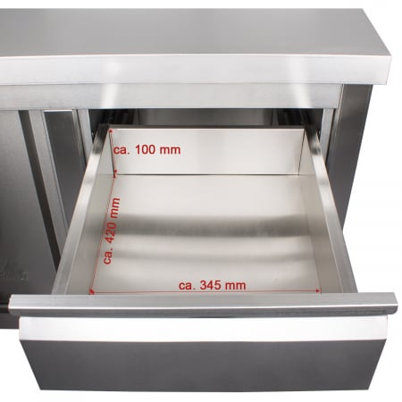 Masa inox tip dulap cu sertare pe stanga si usi glisante 600 mm - 2000x600x950 mm BAS200-60L [2]