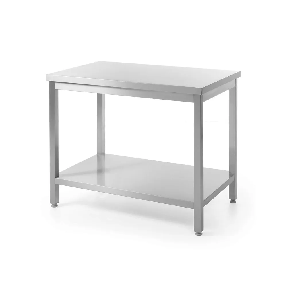 Mese de lucru inox - Masa lucru centrala cu raft, inox, 1400x600x850mm