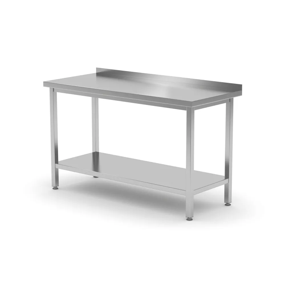 Mese de lucru inox - Masa lucru inox cu polita si rebord, 1600x600x850mm