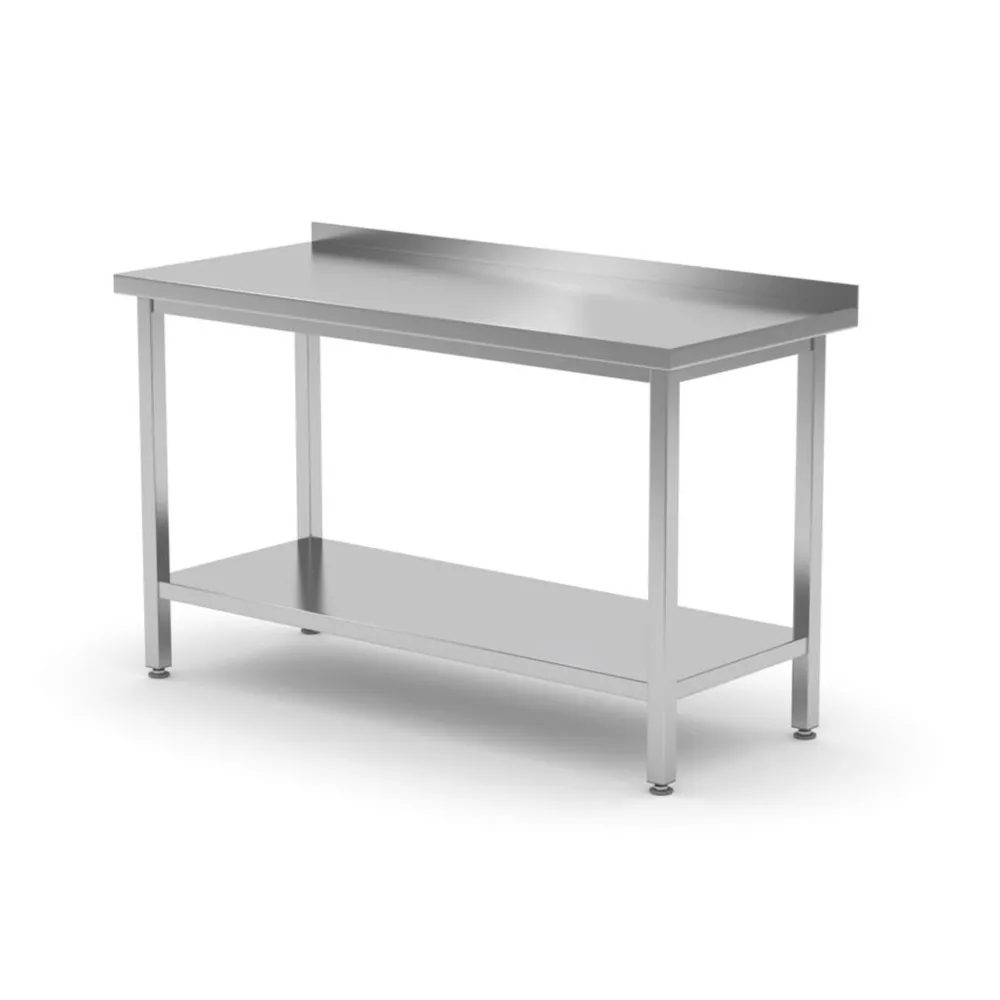 Mese de lucru inox - Masa lucru inox perete cu polita, 1000x700x850mm