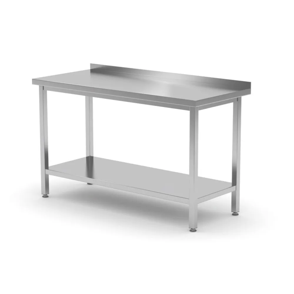 Mese de lucru inox - Masa lucru inox perete cu polita, 1400x700x850mm