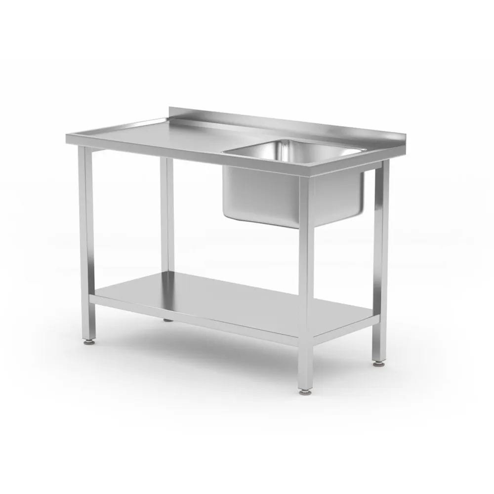 Spalatoare inox cu 1 cuva - Masa lucru inox sudata, raft jos, 100x60x85 cm