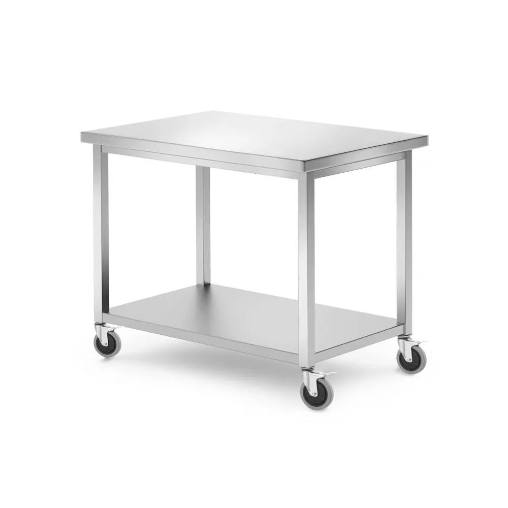 Mobilier inox - Masa mobila cu polita, inox, 1000x700x850mm