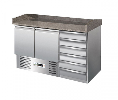 Mese pizza - Masa pizza cu 2 usi, racire statica, -2+8°C, 257 litri, FORCOLD