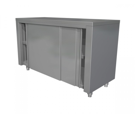 Mese inox de lucru tip dulap usi glisante - Masa tip dulap cu usi glisante din inox, latimea 700 mm