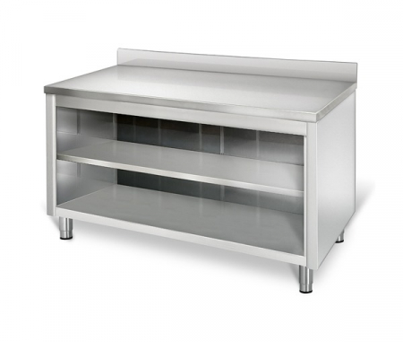 Mese inox de lucru tip dulap deschis - Masa tip dulap deschisa din inox cu rebord, latimea 700 mm
