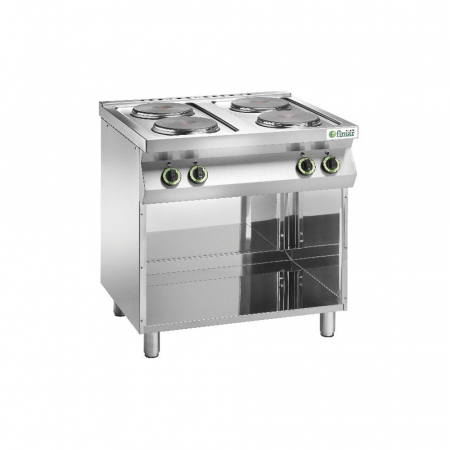 Linia 700 - Masina de gatit electrica 4 plite rotunde cu suport si usi din inox , 400V, 4×2,6 kW, CC74PI