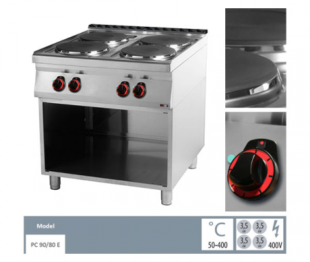 Masina de gatit electrica 4 plite rotunde cu suport, 4x3 kW, linia 900, SP90/80E [1]