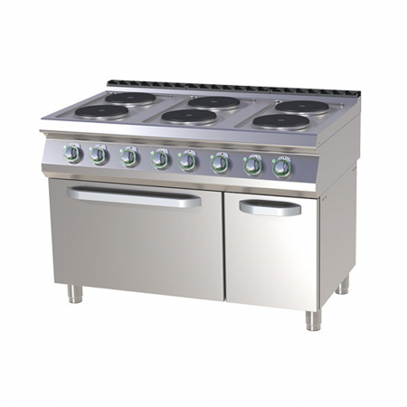 Linia 700 - Masina de gatit electrica 6 plite rotunde cu cuptor GN 2/1, 6x2,6 kW, linia 700, SPT7120-21E