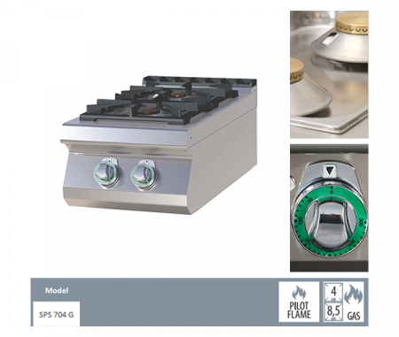 Masina de gatit gaz cu 2 arzatoare alama de banc, 4+8,5 kW, linia 700, SPS704G [1]