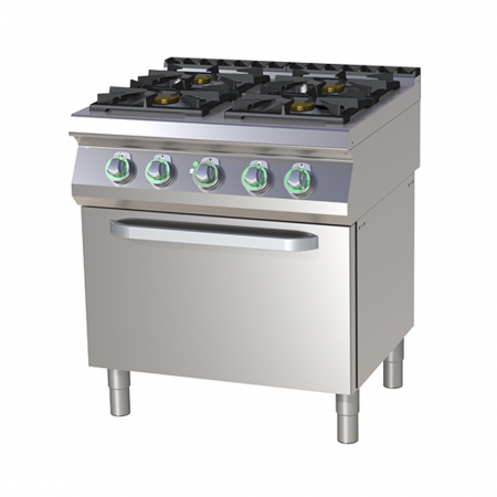 Linia 700 - Masina de gatit gaz cu 4 arzatoare alama cu cuptor electric, 4+3x8,5 kW, linia 700, SPST780-11GE