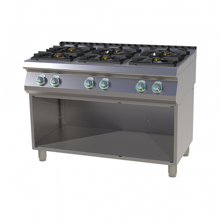 Bucatarie calda - Masina de gatit gaz cu 6 arzatoare alama cu suport, 2x4+4x8,5 kW, linia 700, SPS7120G