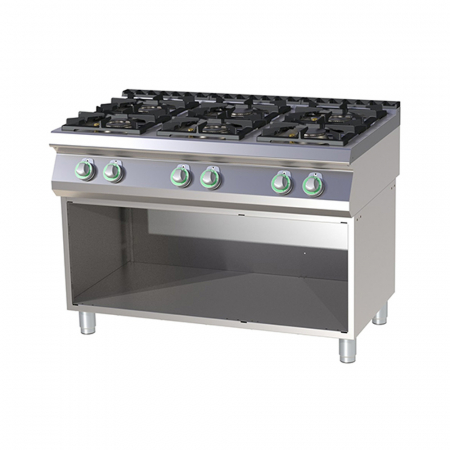 Bucatarie calda - Masina de gatit gaz cu 6 arzatoare fonta cu suport 2x4,5+4x7,5 kW, linia 700, SP7120G