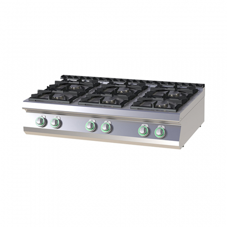 Bucatarie calda - Masina de gatit gaz cu 6 arzatoare fonta de banc (2x4,5 kW+4x7,5 kW), linia 700, SP7012G