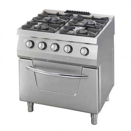 Linia 700 - Masina de gatit pe gaz cu 4 arzatoare si cuptor pe gaz 4 x 6 kW + 7 kW