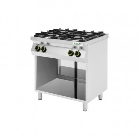 Linia 700 - Masina de gatit pe gaz cu 4 arzatoare fonta cu suport si usi din inox, 2×3,5 kW + 2×6 kW, CC74GI