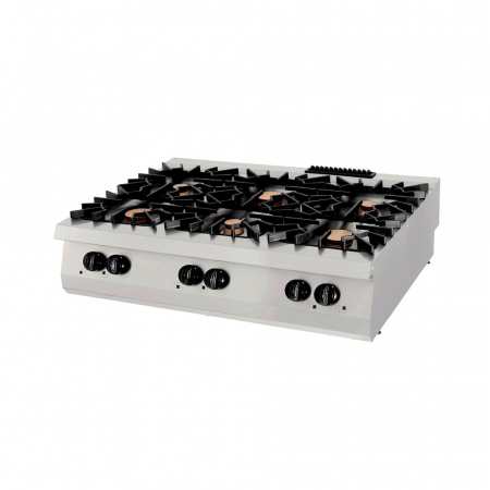 Masina de gatit pe gaz cu 6 arzatoare de banc, 3x6 kW și 3x10 kW, 1200x900x280 mm, linia 900 [1]