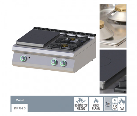 Masina de gatit tip frantuzesc 3 arzatoare de banc, 8,5+4+6,6 kW, linia 700, STPS708G [1]