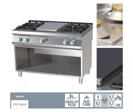 Masina de gatit tip frantuzesc 5 arzatoare cu suport, 3x8,5+4+6,6 kW, linia 700, STPS7120G [1]