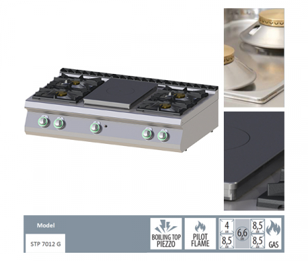 Masina de gatit tip frantuzesc 5 arzatoare de banc, 3x8,5+4+6,6 kW, linia 700, STPS7012G [1]