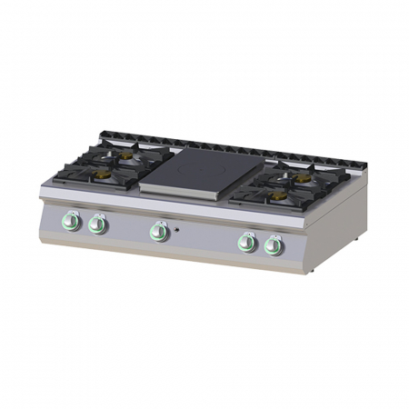 Bucatarie calda - Masina de gatit tip frantuzesc 5 arzatoare de banc, 3x8,5+4+6,6 kW, linia 700, STPS7012G