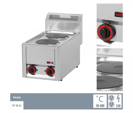Masina gatit electrica 2 plite de banc, 2x1,5 kW, 230V, linia 600, SP30EL [1]