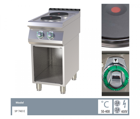 Masina gatit electrica 2 plite rotunde cu suport, 2x2,6 kW, linia 700, SP740E [1]