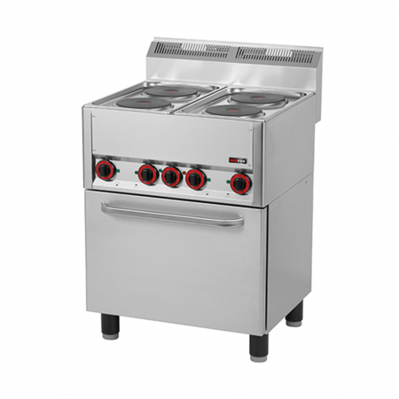 Linia 600 - Masina gatit electrica 4 plite cu cuptor, 4x2 kW, 400V, linia 600, SPT60ELS