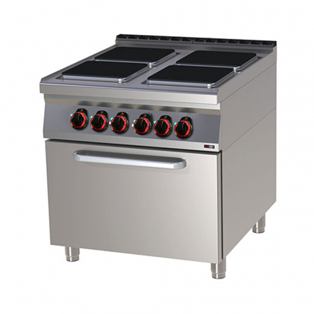 Linia 900 - Masina gatit electrica 4 plite patrate cu cuptor electric static GN 2/1, 4x3,5 kW, linia 900, SPQT90/80-21E