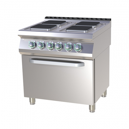 Linia 700 - Masina gatit electrica 4 plite patrate cu cuptor GN 1/1, 4x2,6 kW, linia 700, SPQT780-11E