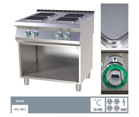 Masina gatit electrica 4 plite patrate cu suport, 4x2,6 kW, linia 700, SPQ780E [1]