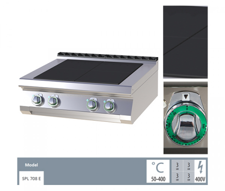 Masina gatit electrica 4 plite radiante de banc, 4x3 kW, linia 700, SPL708E [1]
