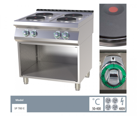 Masina gatit electrica 4 plite rotunde cu suport, 4x2,6 kW,m linia 700, SP780E [1]