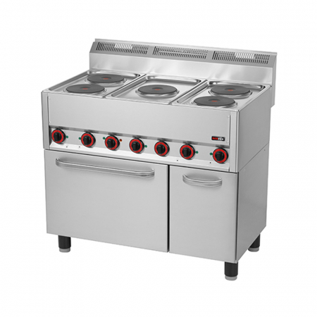 Linia 600 - Masina gatit electrica 5 plite (5x2kW) cu cuptor 3,13kW, 400V, linia 600, SPT90/5ELS