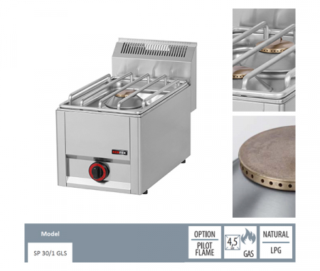 Masina gatit gaz 1 arzator de banc, 4,5 kW, 330x600x290 mm, linia 600, SP30/1GLS [1]