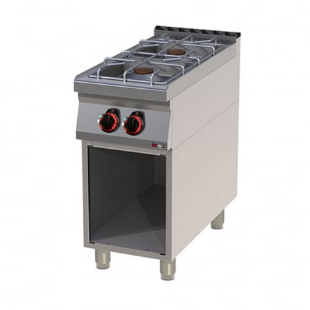 Linia 900 - Masina gatit gaz 2 arzatoare fonta cu suport, 400x900x900 mm, 5+8 kW, linia 900, SP90/40G