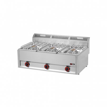 Linia 600 - Masina gatit gaz 3 arzatoare de banc, 3x4,5 kW, 990x600x290(h) mm, linia 600, SP90/3GLS