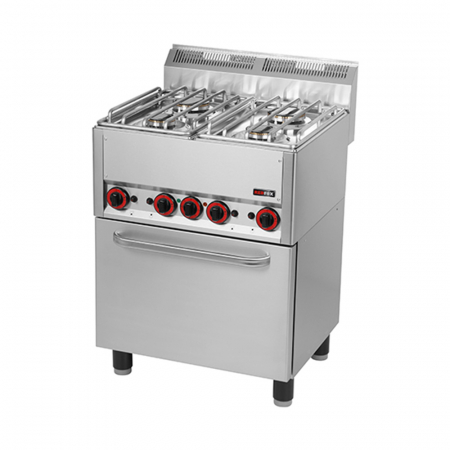 Linia 600 - Masina gatit gaz 4 arzatoare (2x3+2x3,6 kW) cu cuptor, 3,13 kW, linia 600, SPT60GL