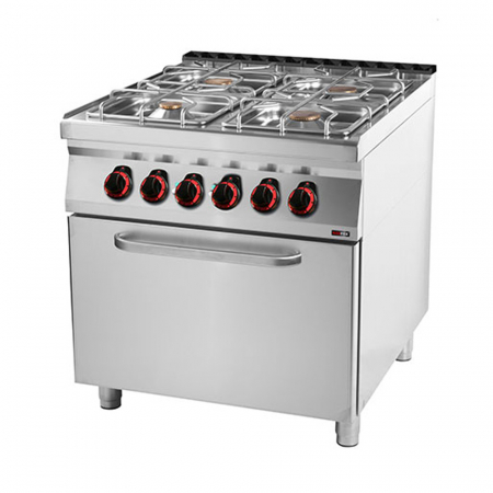 Linia 900 - Masina gatit gaz 4 arzatoare fonta cu cuptor electric static, 5+2x8+3,5 kW, linia 900, SPT90/80-21GE